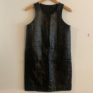NWT Tibi Black Resin Basketweave Sleeveless Shift Short Dress Size 4